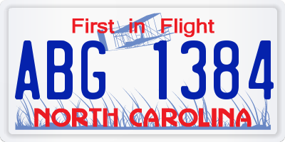 NC license plate ABG1384