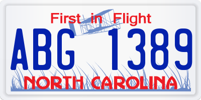 NC license plate ABG1389