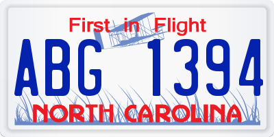 NC license plate ABG1394