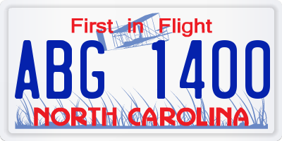 NC license plate ABG1400