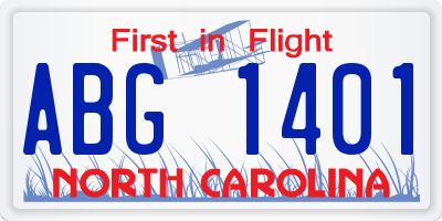 NC license plate ABG1401
