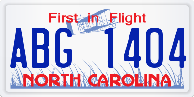NC license plate ABG1404