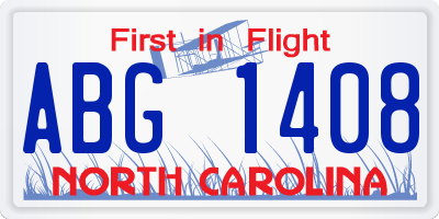 NC license plate ABG1408