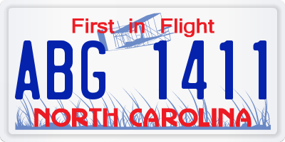NC license plate ABG1411