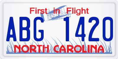 NC license plate ABG1420