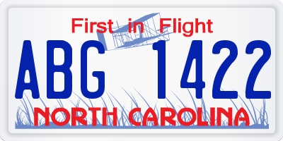 NC license plate ABG1422