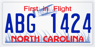 NC license plate ABG1424