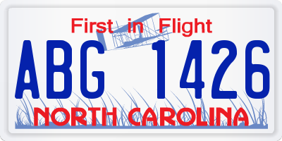 NC license plate ABG1426