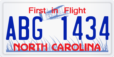 NC license plate ABG1434