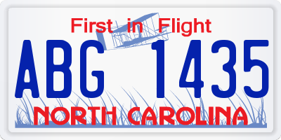 NC license plate ABG1435