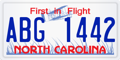 NC license plate ABG1442