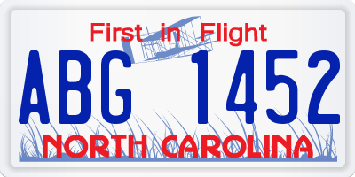 NC license plate ABG1452