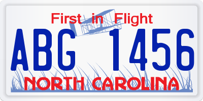 NC license plate ABG1456