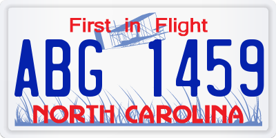 NC license plate ABG1459