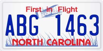 NC license plate ABG1463