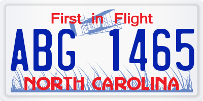 NC license plate ABG1465