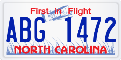 NC license plate ABG1472