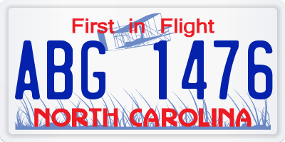NC license plate ABG1476