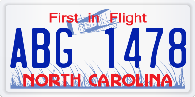 NC license plate ABG1478
