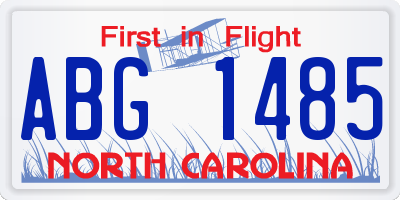 NC license plate ABG1485