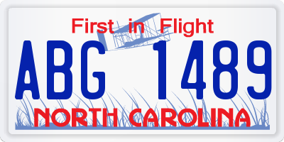 NC license plate ABG1489