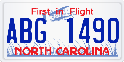 NC license plate ABG1490