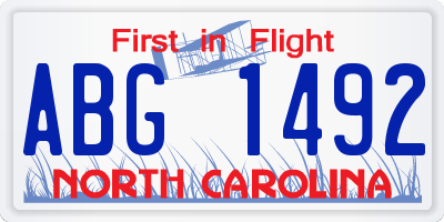 NC license plate ABG1492