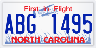 NC license plate ABG1495