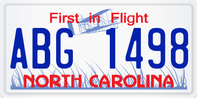 NC license plate ABG1498