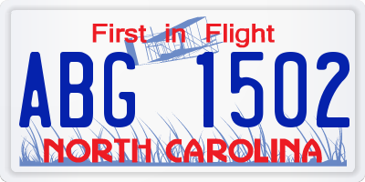NC license plate ABG1502
