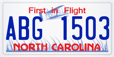 NC license plate ABG1503