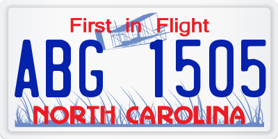 NC license plate ABG1505