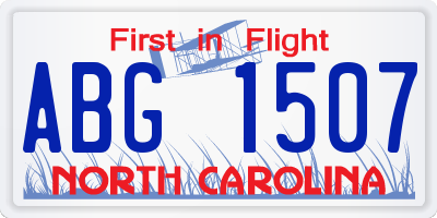NC license plate ABG1507