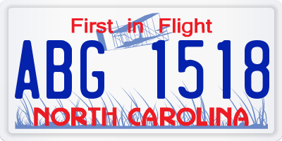 NC license plate ABG1518