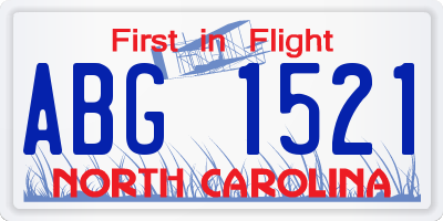 NC license plate ABG1521