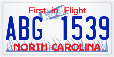 NC license plate ABG1539