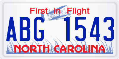 NC license plate ABG1543