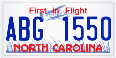 NC license plate ABG1550