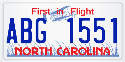 NC license plate ABG1551