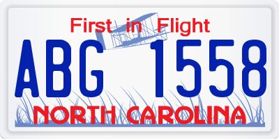 NC license plate ABG1558