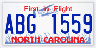 NC license plate ABG1559