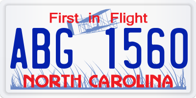 NC license plate ABG1560