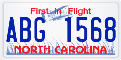NC license plate ABG1568