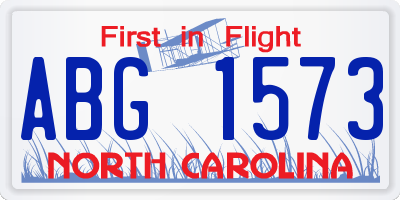 NC license plate ABG1573