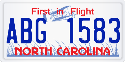 NC license plate ABG1583