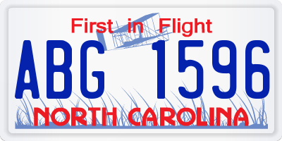 NC license plate ABG1596