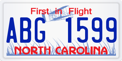 NC license plate ABG1599