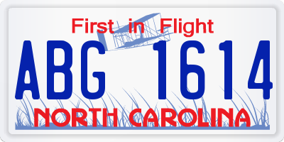 NC license plate ABG1614