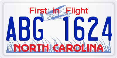 NC license plate ABG1624