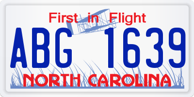 NC license plate ABG1639